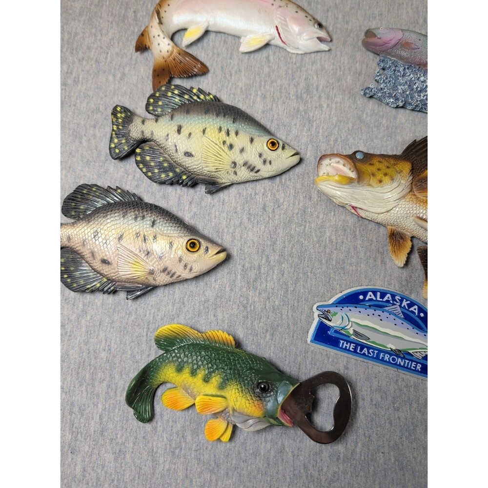Lot Of 7 Fishing Magnets Bottle Opener Resin Cabin Outdoors Unique Gift - Picture 3 of 13